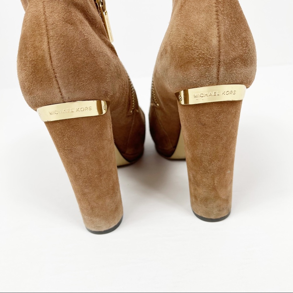 Michael Kors Haven Brown Cognac Suede Bootie 6.5 - Picture 5 of 9